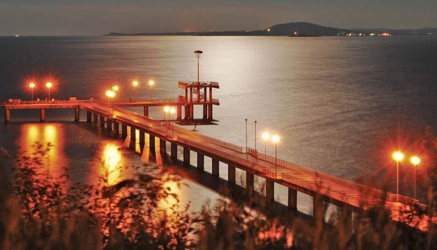 Illuminations in Burgas at night