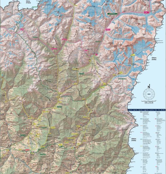 Map of Great Himalayan Trail through the Kangchenjunga Himal Region