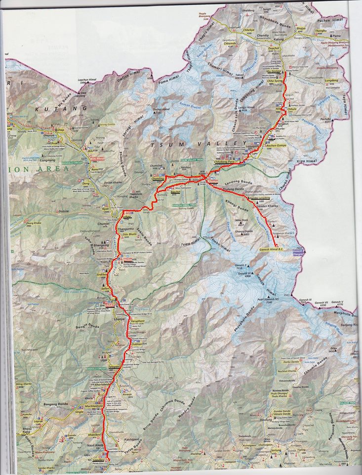 Map of the Tsum Valley