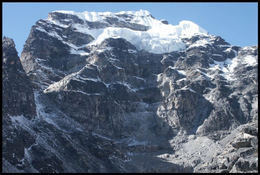 Mera West Peak on ascent to Mera La from the Hinku Valley