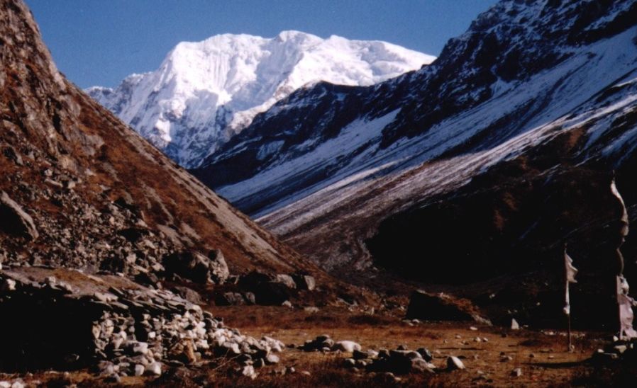 Dome Blanc from Langshisa Kharka in the Langtang Valley