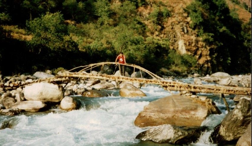 Bamboo Bridge across the Ghunsa Khola at Sakathun