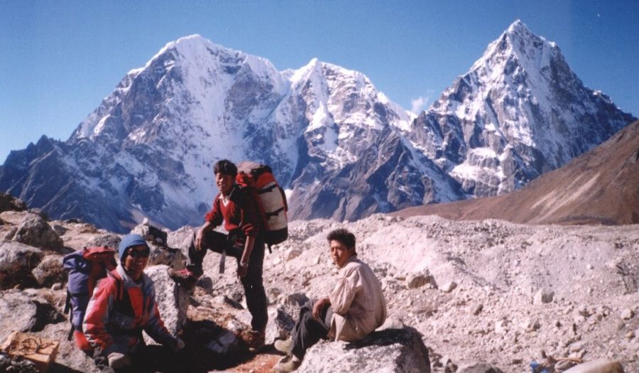 Mount Taboche and Cholatse from the Khumbu Glacier on route to Everest Base Camp