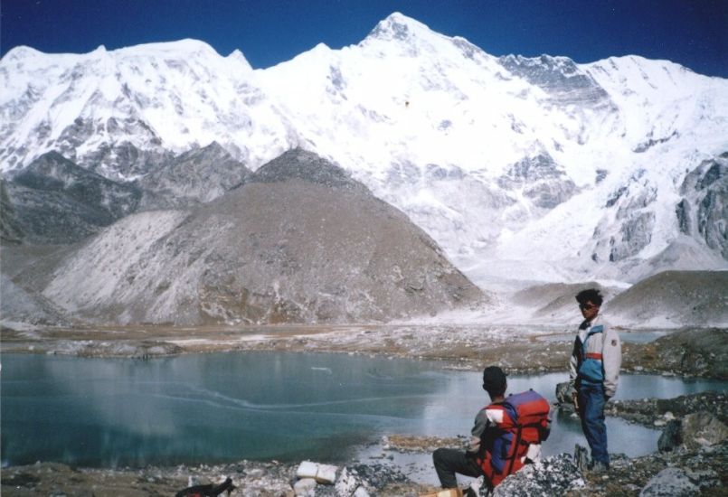 Cho Oyu from Khumbu Panch Pokhari at the head of the Gokyo Valley