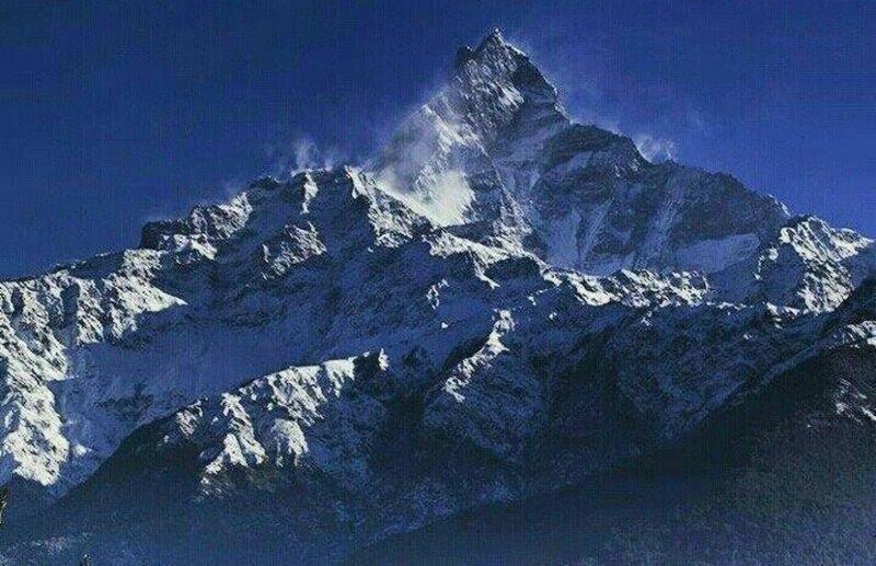 Mardi Himal and Macchapucchre ( Fishtail Mountain ) from Khorchon