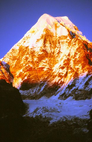 Sunset on Peak above the Nupenobug Khola Valley