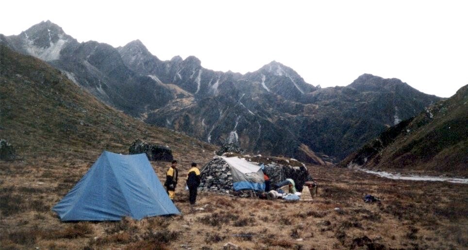 Camp beneath Gyajo La in the Nupenobug Khola Valley