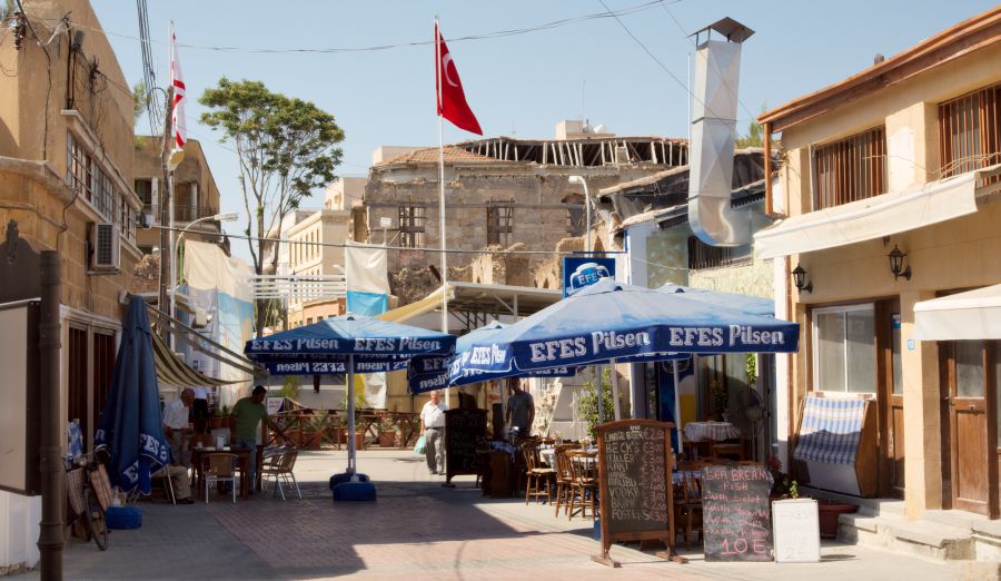 Ledra Street in North Nicosia looking towards the Green Line crossing point