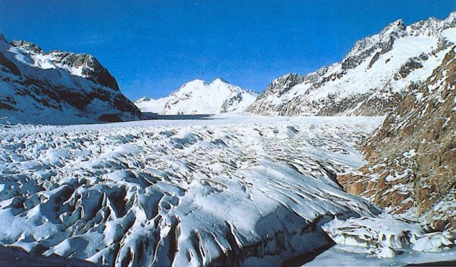 Aletschorn and Aletsch Glacier from Jungfraujoch,