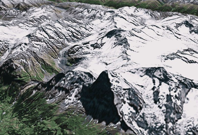 Aerial view of the Eiger Region of the Bernese Oberlands