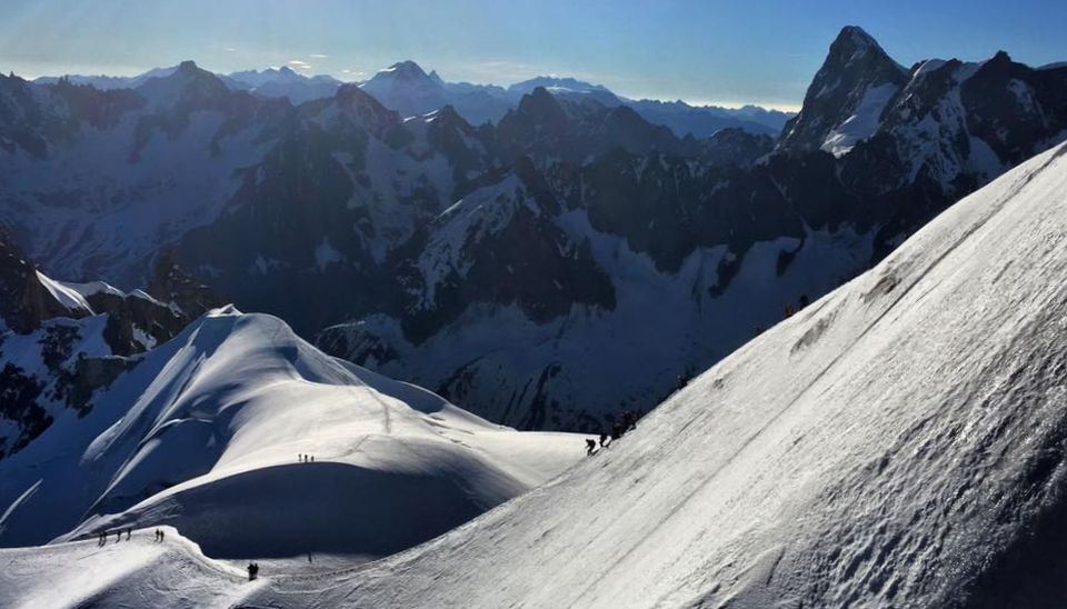 Exit from Aiguille du Midi above Chamonix