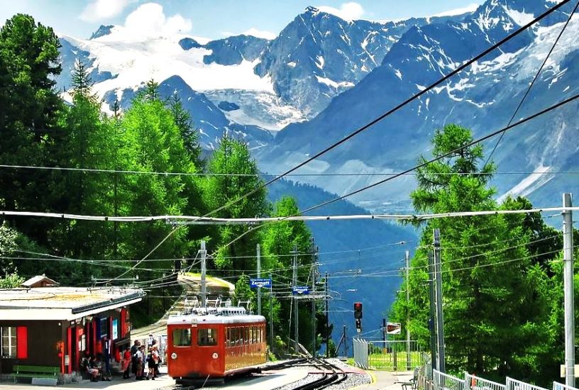 View from Riffelalp station on the Gornergrat Railway from Zermatt