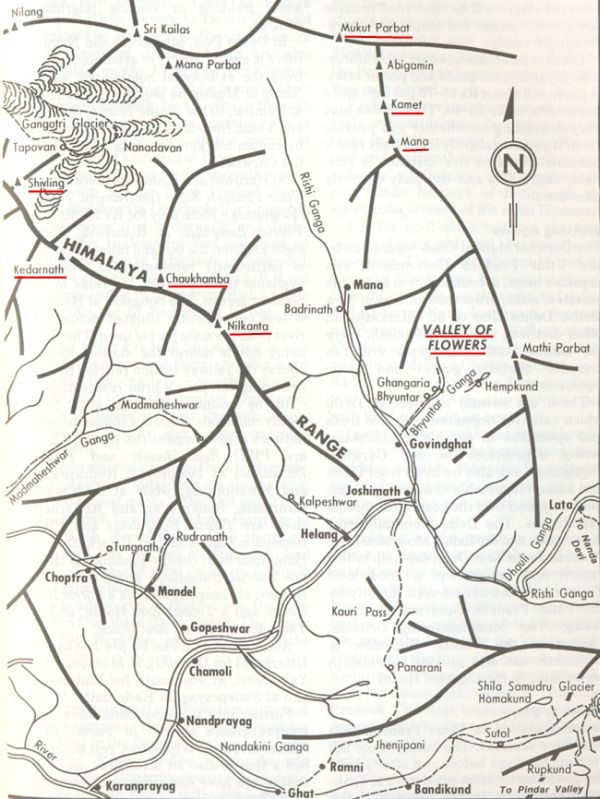 Location Map for the Valley of Flowers