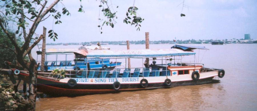 Boats at Phoenix Island in the Mekong Delta opposite Mytho