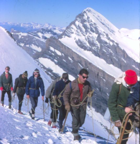 Ascending Balmhorn in the Bernese Oberlands of Switzerland