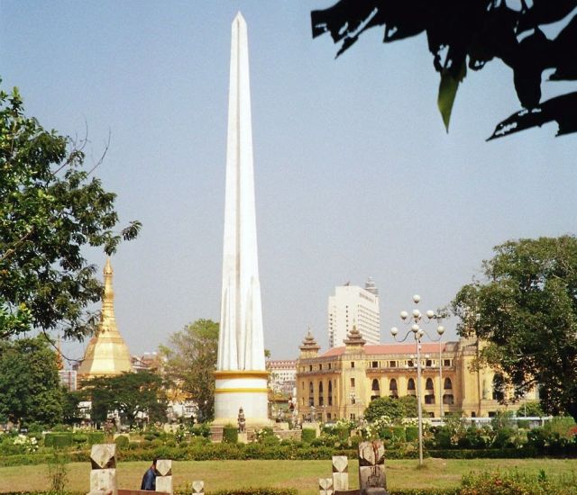 Independence Monument in Mahabandoola Park in Yangon ( Rangoon ) in Myanmar ( Burma )