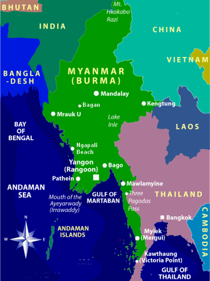 Map of Myanmar ( Burma )