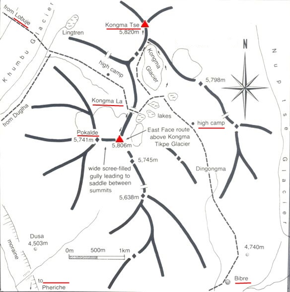 Route Map for Kongma La and Kongma Ri and Pokalde Trekking Peaks