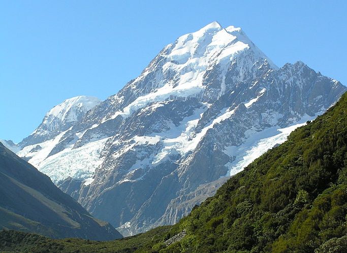 Mount Cook from Hooker Valley in the Southern Alps of New Zealand