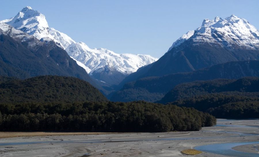 Dart River in the Southern Alps of the South Island of New Zealand