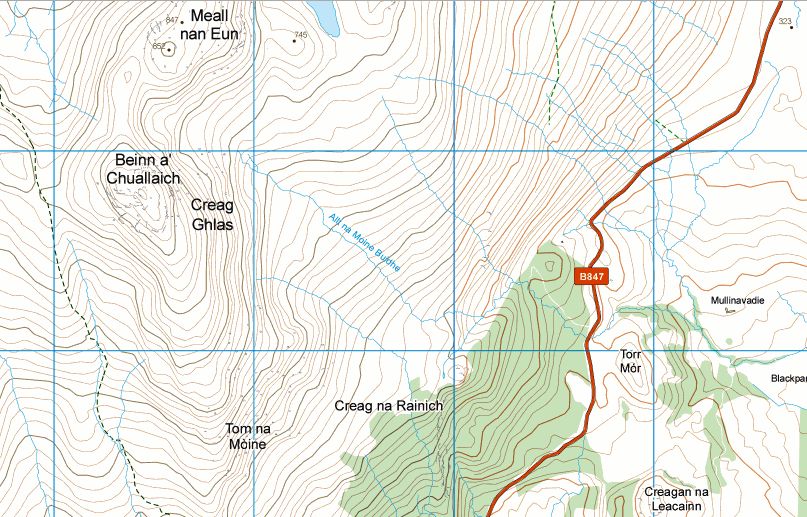 Map of Beinn a' Chuallaich