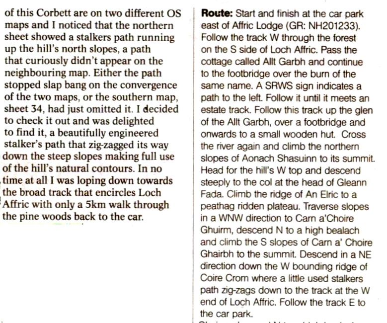 Route Description of Aonach Shasuinn and Carn a' Choire in Glen Affric