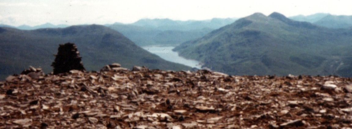 Stob a Choire Mheadhoin and Stob Coire Easain above Loch Treig from Chno Dearg