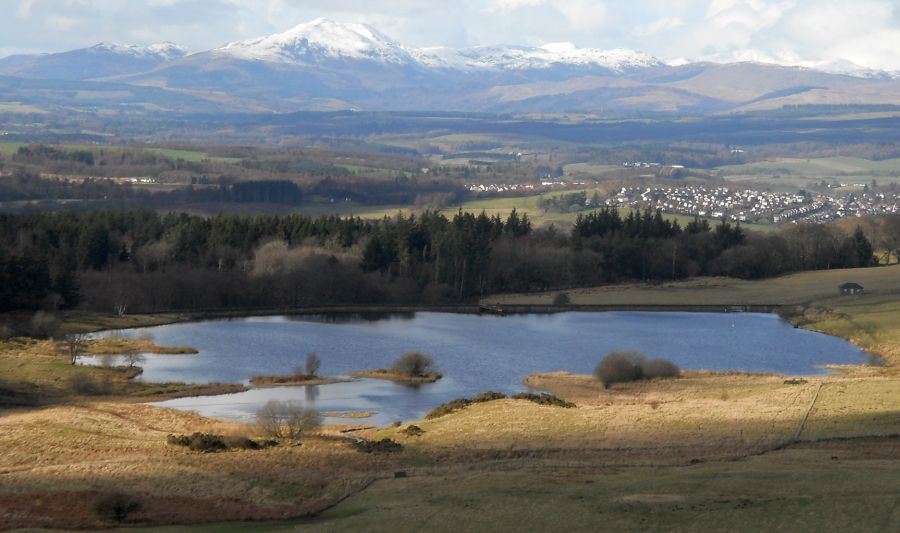 Ben Lomond and Cocksburn Reservoir on descent from Dumyat