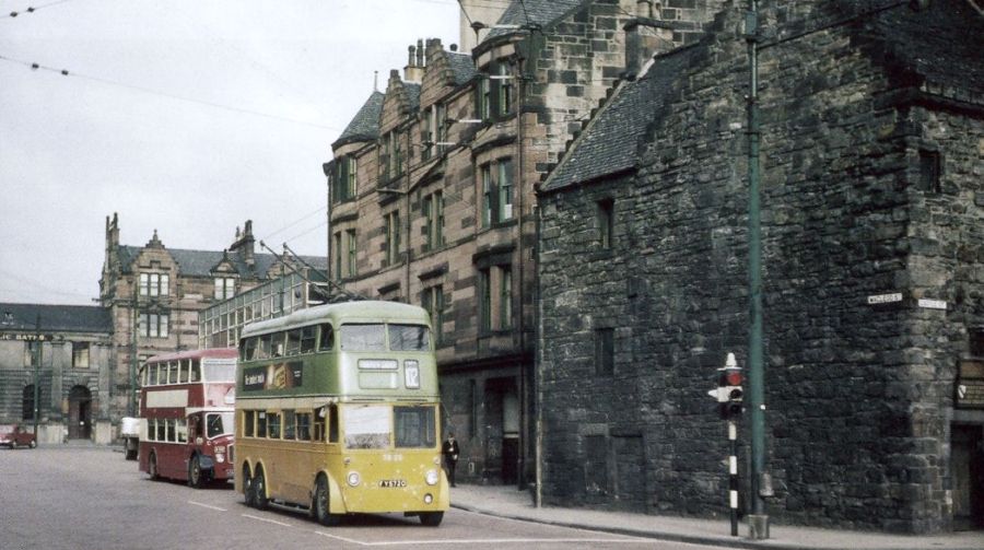 Glasgow Corporation trolleybus in High Street