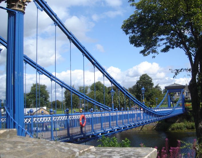 Suspension footbridge across River Clyde from Glasgow Green