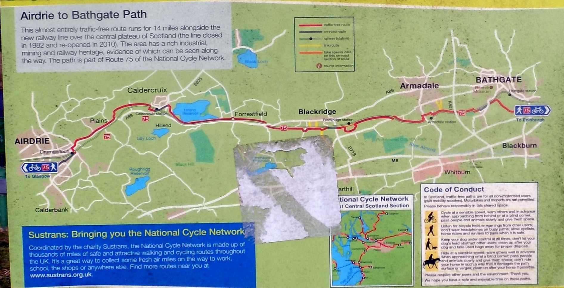 Map of route from Airdrie to Bathgate