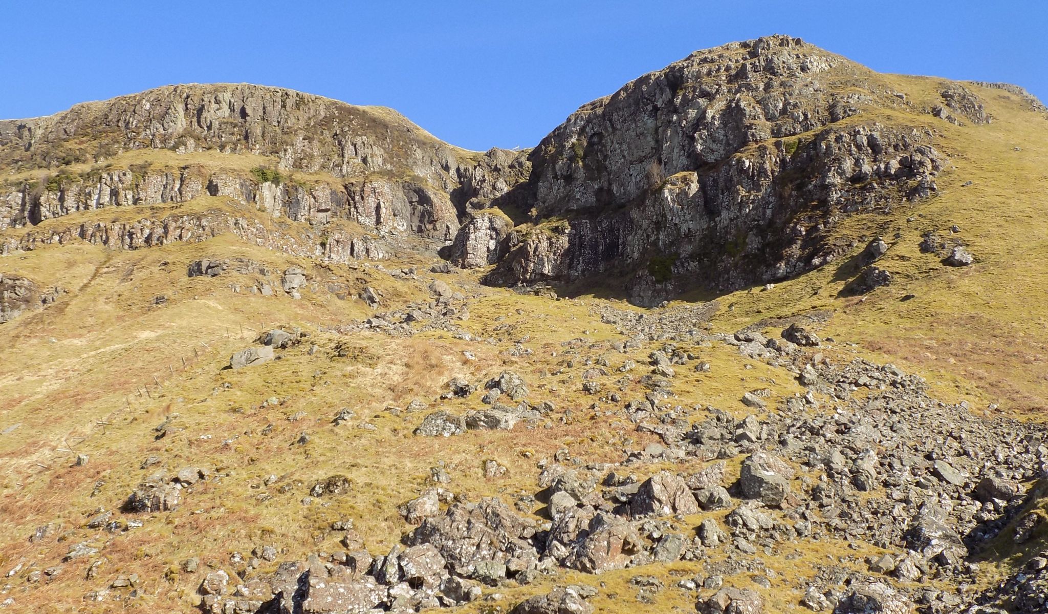 Bannan Crags in the escarpment of the Campsie Fells