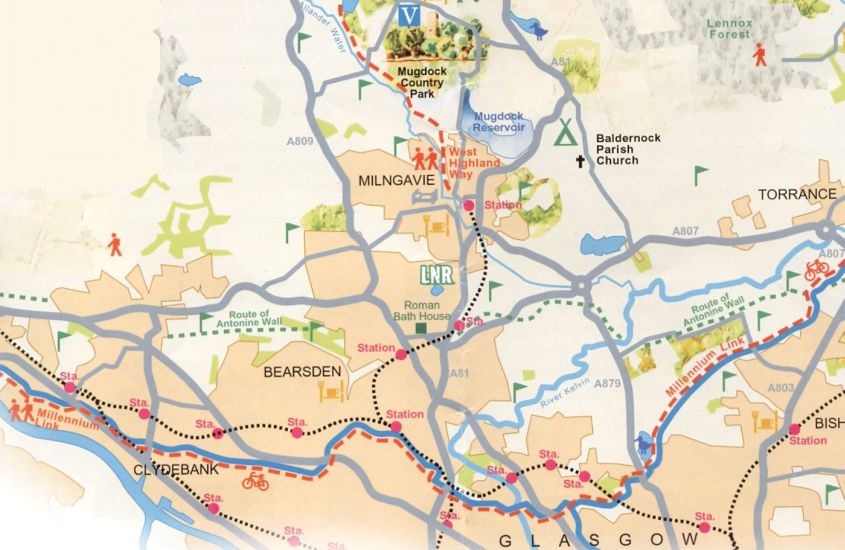 Location Map for Baldernock Parish Church at Bardowie