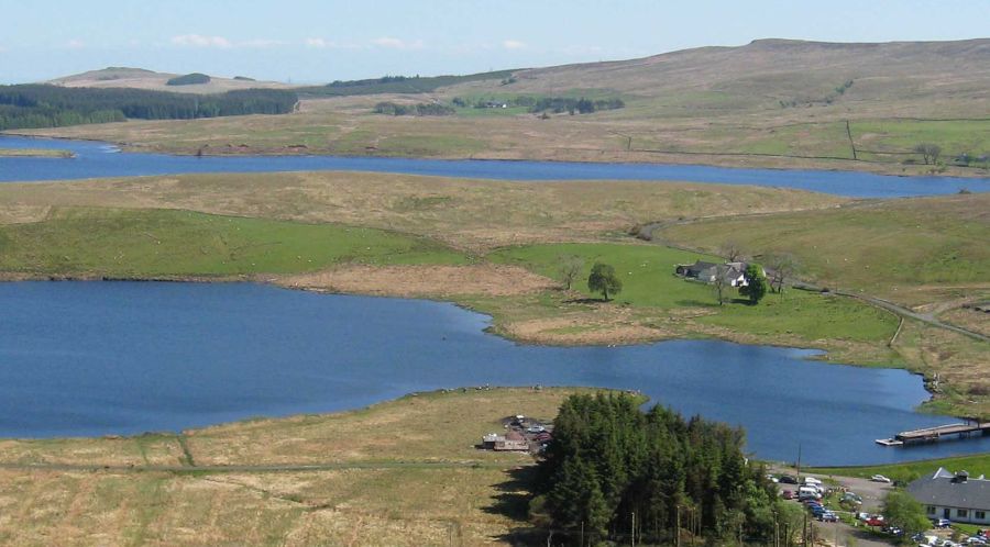 Loch Thom and the Greenock Cut ( Cornalees ) Visitor Centre from Hillside Hill