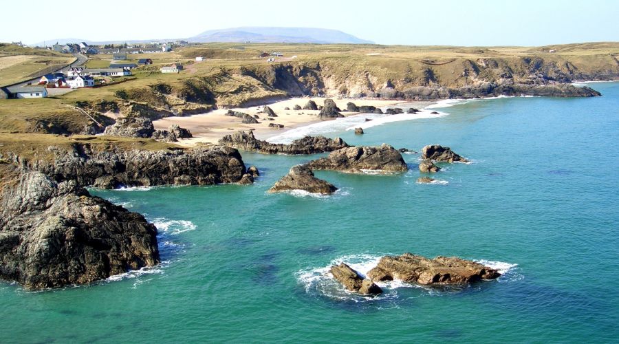 Durness Village above Sango More Bay in Northern Scotland