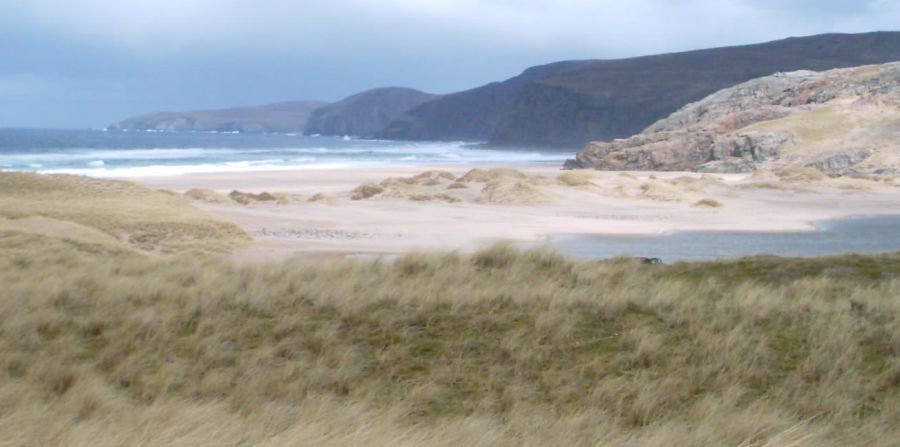 The beach at Sandwood Bay in Sutherland on the North West coast of Scotland