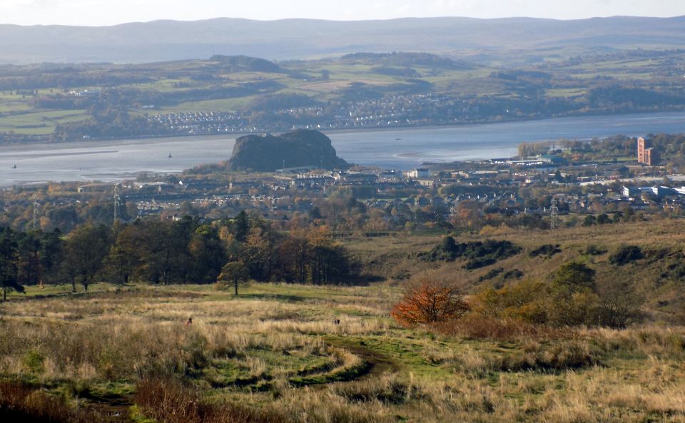 Dumbarton Rock on River Clyde from Overtoun estate