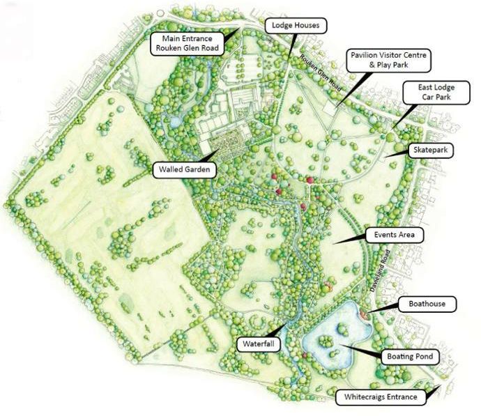 Map of Rouken Glen Park