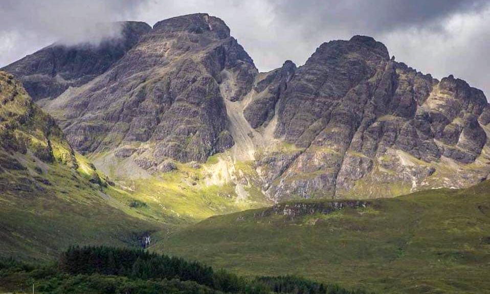 Blaven ( Bla Bheinn ) and Clach Glas on Isle of Skye in Western Islands of Scotland