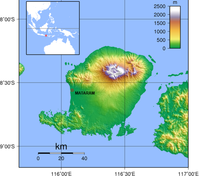 Map of the Indonesian Island of Lombok