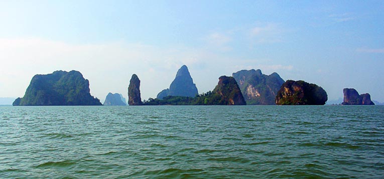 Limestone Outcrops in Phang Nga Bay in Southern Thailand