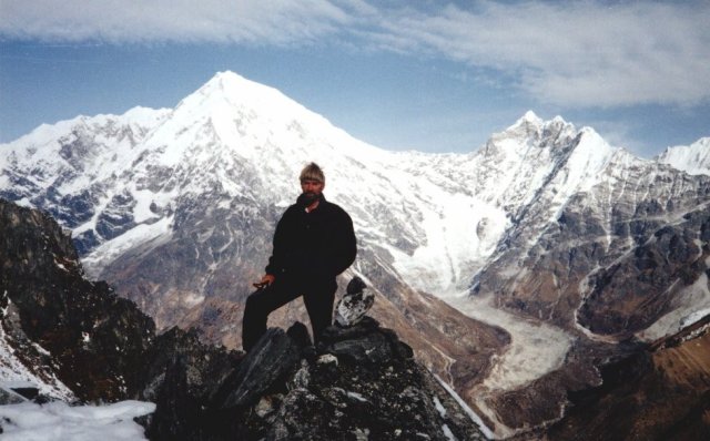 Mt. Langtang Lirung and Kimshung on ascent to Ganja La from the Langtang Valley