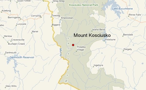 Photographs And Location Map Of Mount Kosciusko Kosciuszko In The   Mount Kosciusko Map 